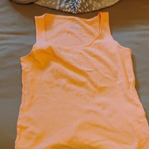 St. John's Bay Peach Crystal-Accent Ribbed Tank Top